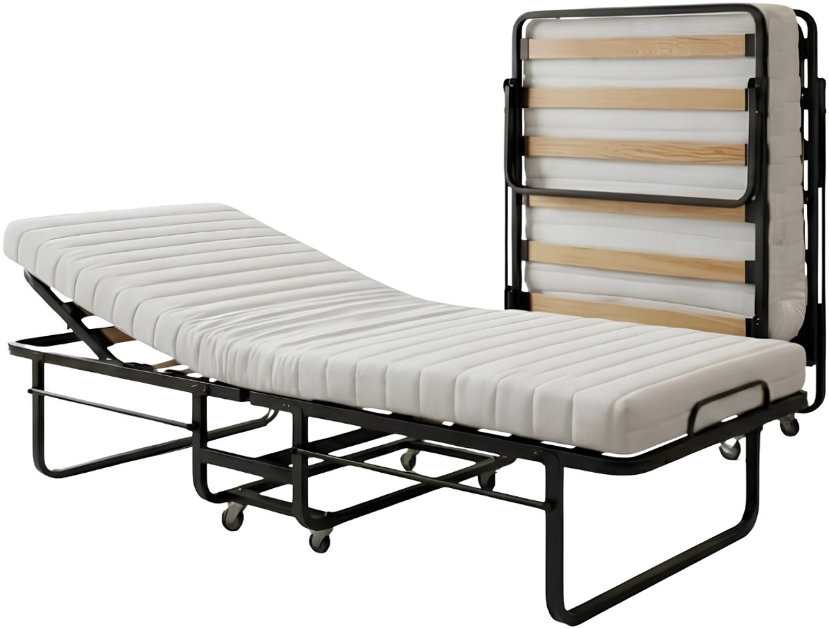 SP® Opklapbed - Tot 150kg - Logeerbed - Vouwbed - Zwart - 200cm x 90cm x 50cm