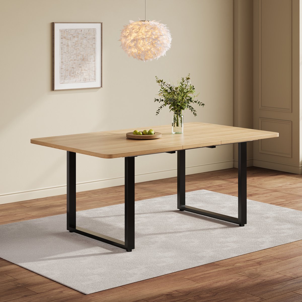Uitschuifbare eettafel - drie lengtes - 140/180/220x80 cm - voor 6-10 personen - voor eetkamer en keuken - eik
