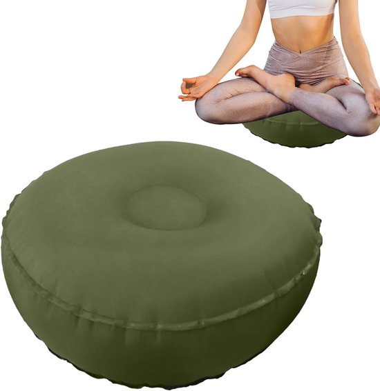 Meditatiekussen - Opblaasbaar Yoga Balanskussen voor Ontspanning - Antislip Ontwerp, Draagbare Luchtgevulde Steun, Houdingsverbetering - 42x15cm - Voor Mannen Vrouwen Volwassenen Binnen Buiten - groen — afbeelding 5