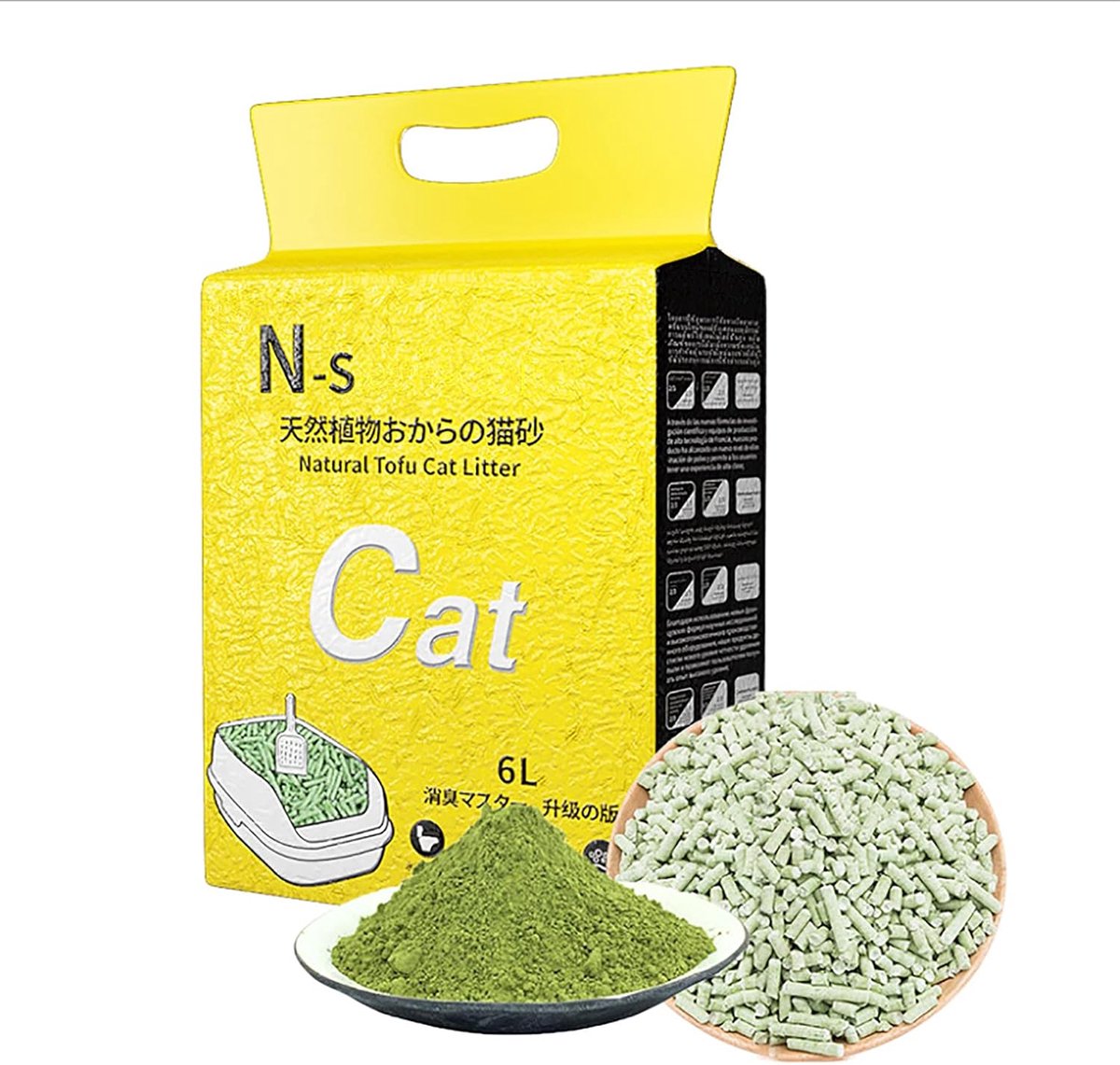 SnelShoppen - Bean Curd Kattenbakvulling - Natuurlijke Formule, Afvoerbare Tofu Geur voor Langdurige Deodorisatie en Ultra Klontering, Groene Theesmaa