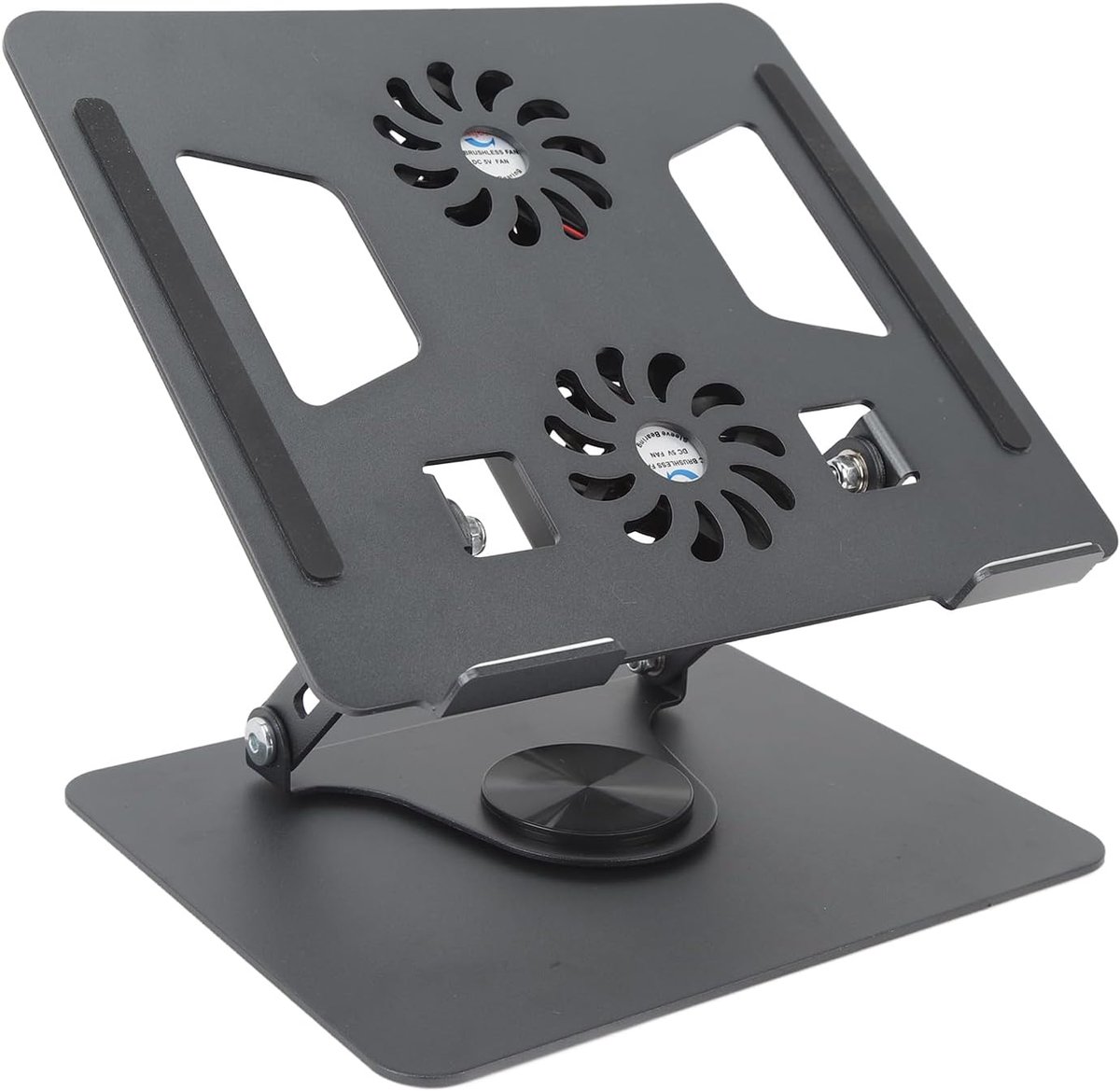 Laptop Cooler Stand - Laptop Standaard - 2 Ventilatoren - 360° Draaibare Voet - Verstelbare Hoogte - Zwart