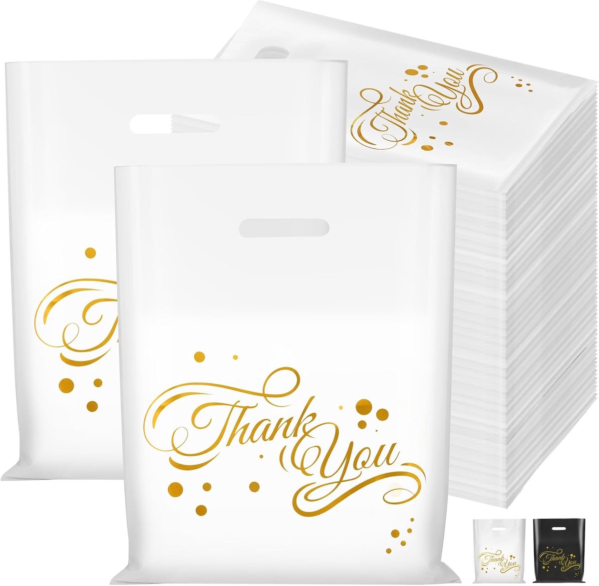 SnelShoppen - 100 Stuks Grote Cadeautassen 40x30cm Wit - Extra Stevige Plastic Bedanktas voor Feesten, Bruiloften, Verjaardagen, Winkels en Boetieks