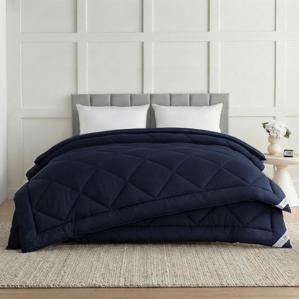 SnelShoppen - Duvet 240x260 Set van 2 - Zomer 150 g/m² + 4 Seizoenen 300 g/m² - Winter 450 g/m² - 2-persoons Deken van Microvezel - Donkerblauw - Idea