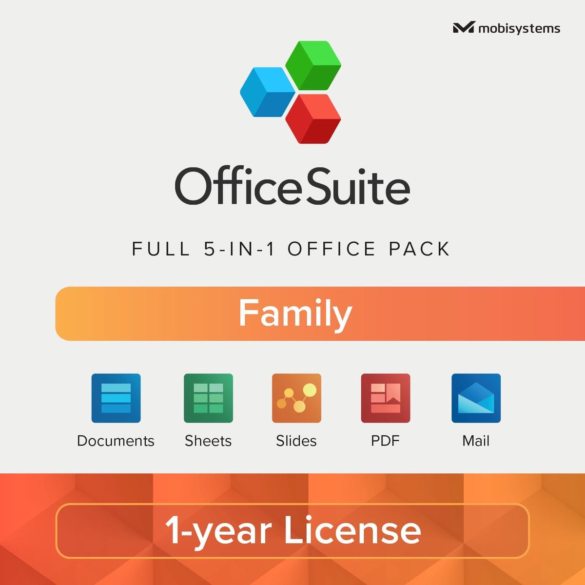 SnelShoppen - OfficeSuite Familie 1 Jaar Licentie voor 1 Windows & 2 Mobiele Apparaten - Compatibel met Word, Excel, PowerPoint & PDF - 6 Gebruikers
