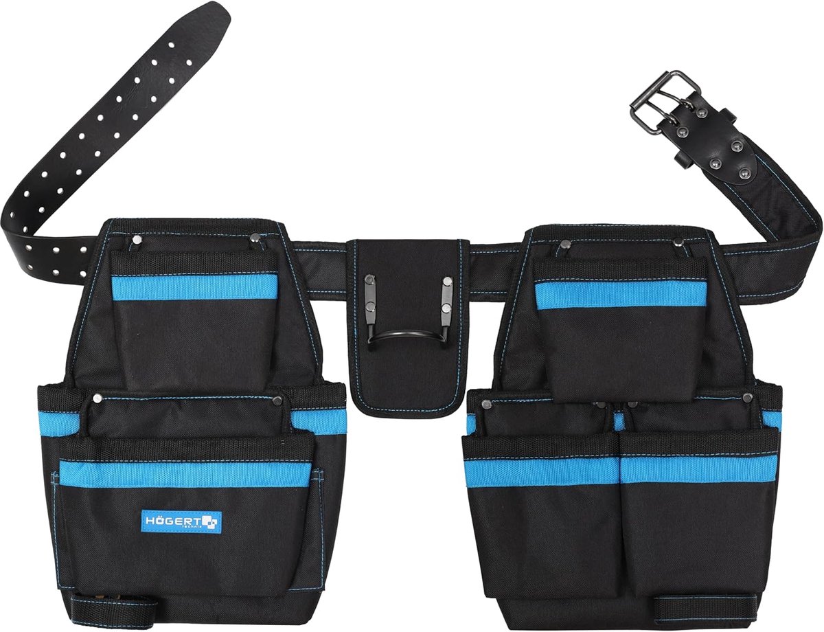 SnelShoppen - Gereedschapsriem met 15 Vakken, Robuste Tool Belt voor Mannen, 600D Polyester, Voor Klussers, Timmerlieden, Bouw, Organisatie
