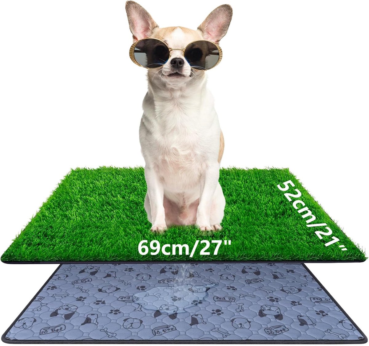 SnelShoppen - 69x52 cm Dog Potty in Kunstgras, Wasbaar, Herbruikbaar, Puppy Training Potty voor Buiten, Ideaal voor Terras en Tuin