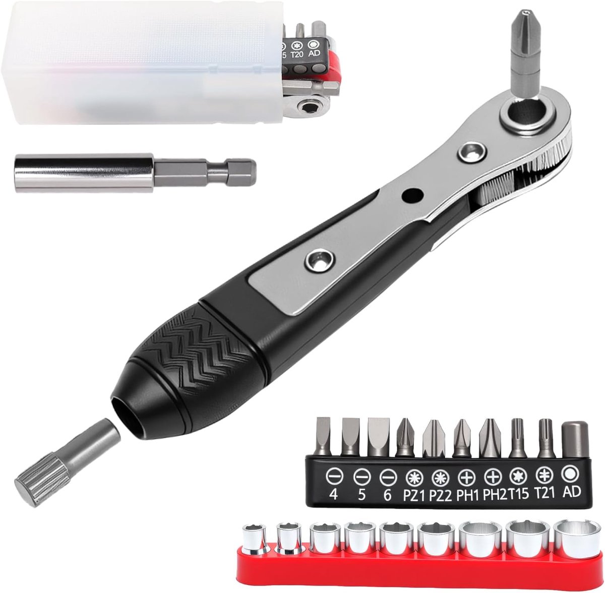 SnelShoppen - Set van 20 Magnetische Snap Sleutels 1/4" - Ideaal voor Smalle Ruimtes - Accessoires voor Auto's, Fietsen, DIY - Inclusief Phillips, Slo
