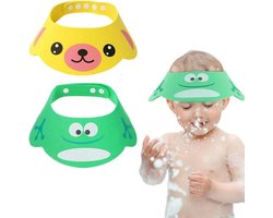 SnelShoppen - Pack van 2 Kinderen Douchkappen, Verstelbare Shampoo Bescherming, Waterdichte Badmuts, Zacht Hoedje voor Kinderen, Schattige Dieren Moti