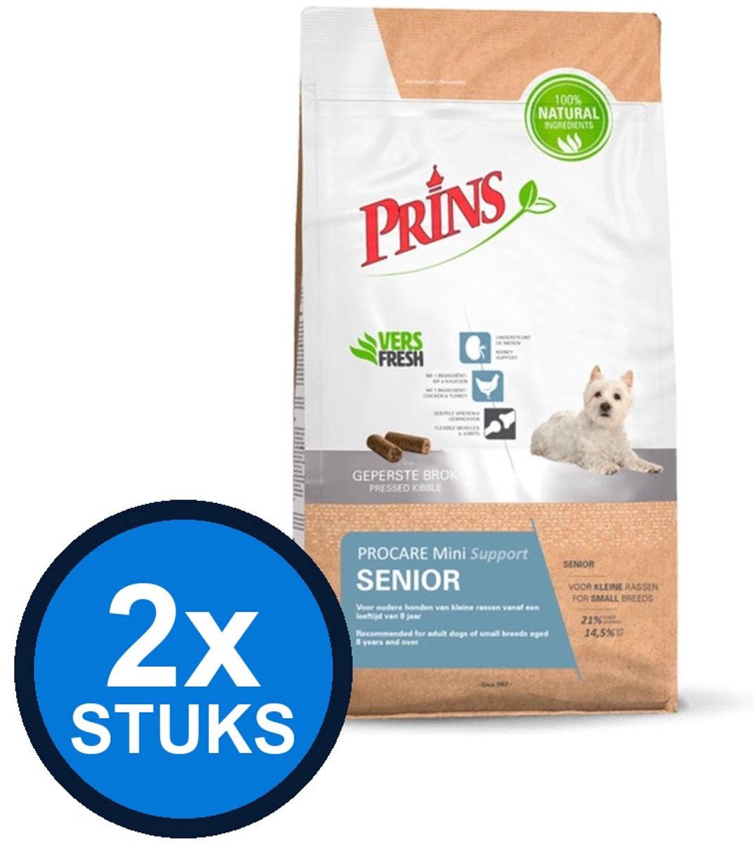 2x Prins - ProCare mini senior support 3kg - Hondenvoer - 3 kg
