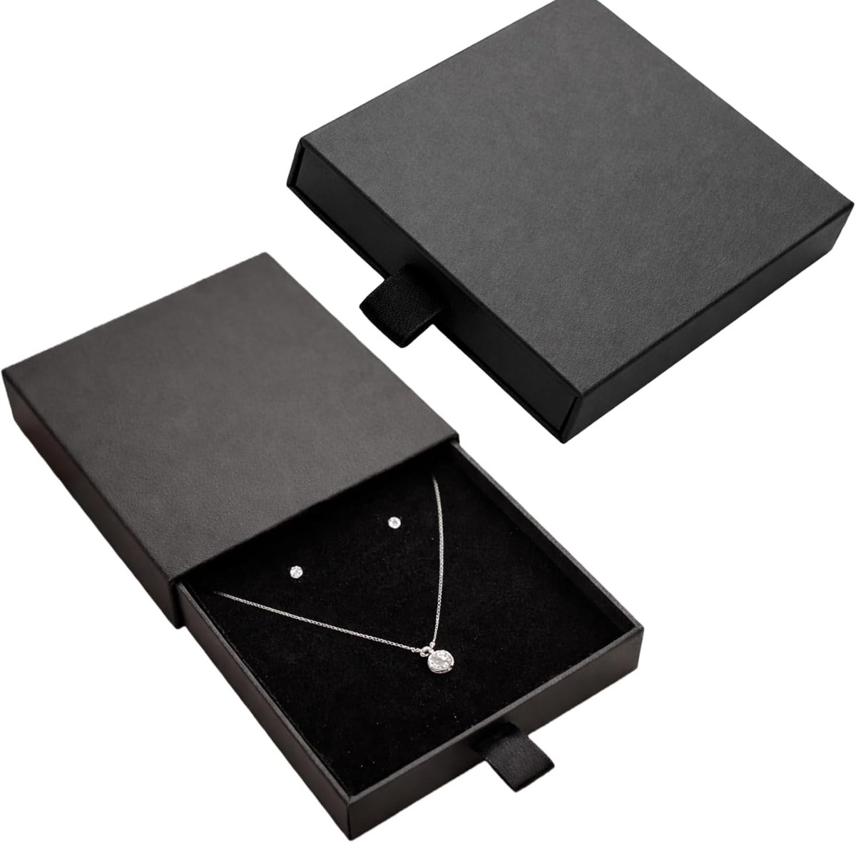 SnelShoppen - 2 Stuks Sieraden Gift Box, Papieren Sieraden Display, Vierkante Kartonnen Opbergdoos met Schuim Inleg, Compacte Doos voor Sieraden, Acce