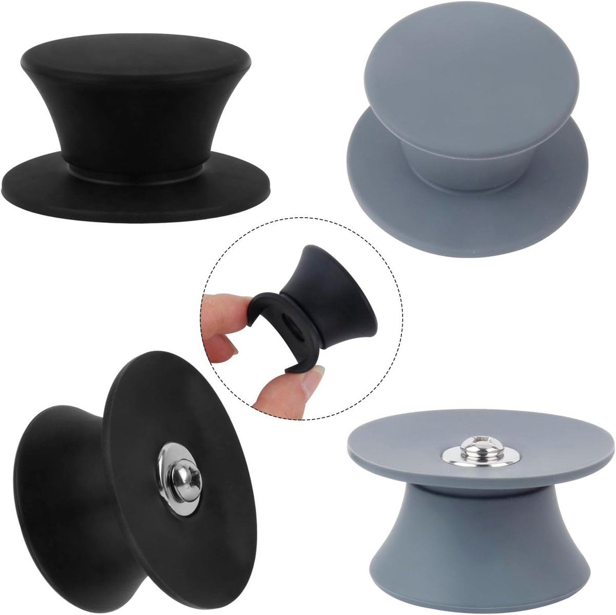 SnelShoppen - 4 Pcs Silicone Pot Lid Knob Handvatten, Vervangende Deksels Knoppen, Ergonomische Knop voor Glazen Deksels, Keuken Gereedschappen