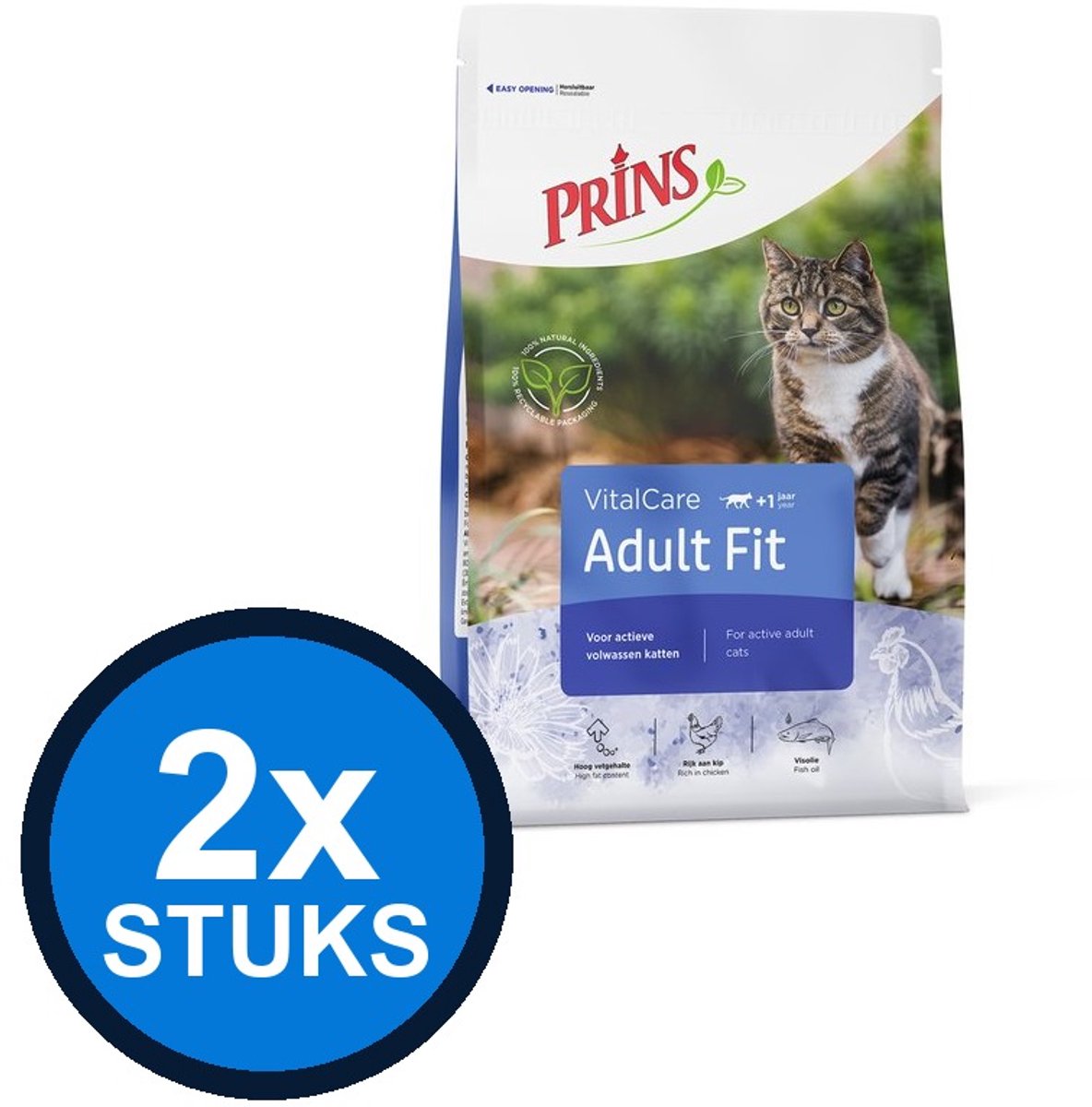 2x Prins - VitalCare adult fit 4kg - Kattenvoer - 4 kg