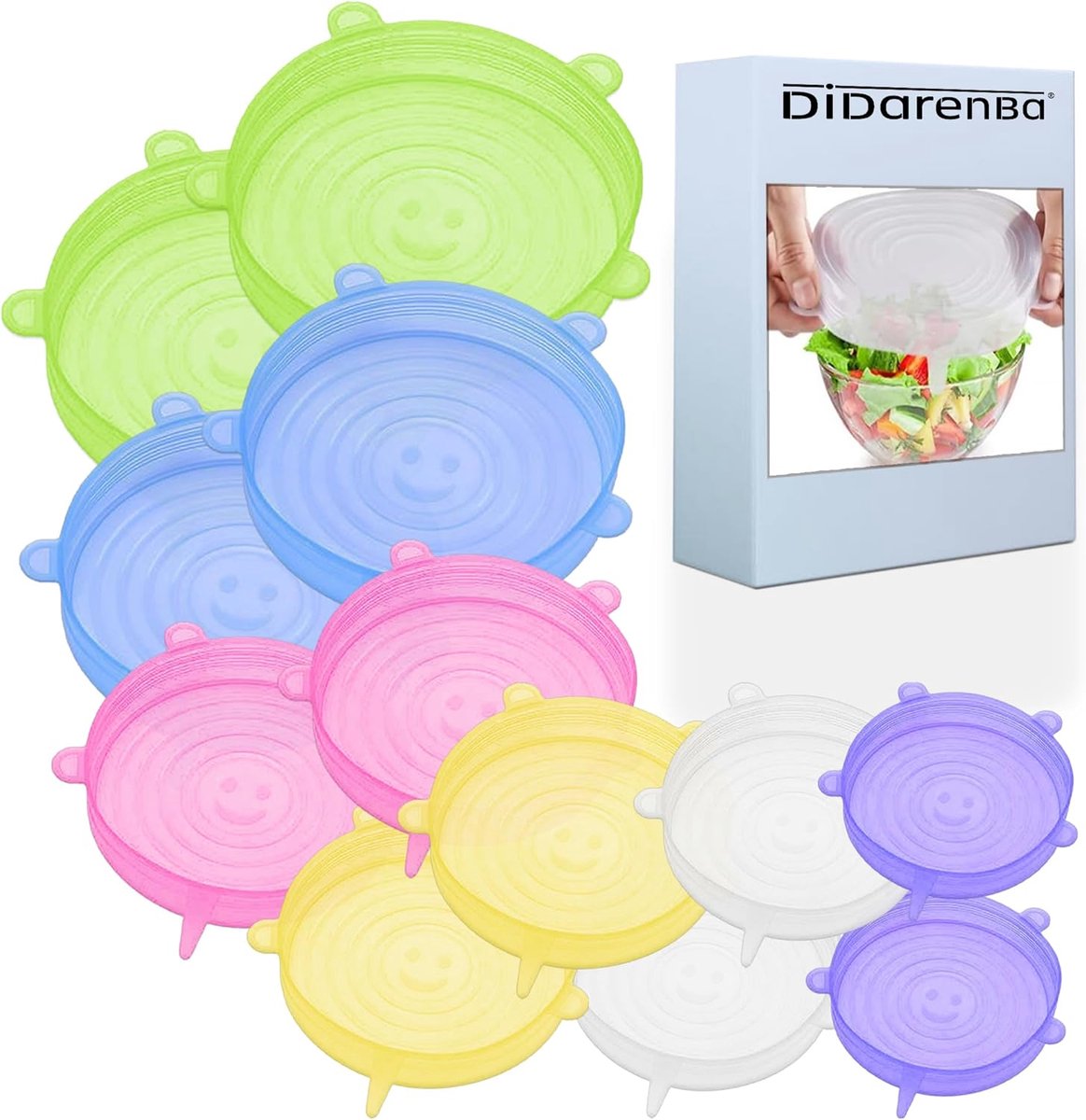 SnelShoppen - Verstelbare Siliconen Deksel Set 12 Stuks Diverse Maten Vaatwasserbestendig Multi-Kleur Keukenaccessoires