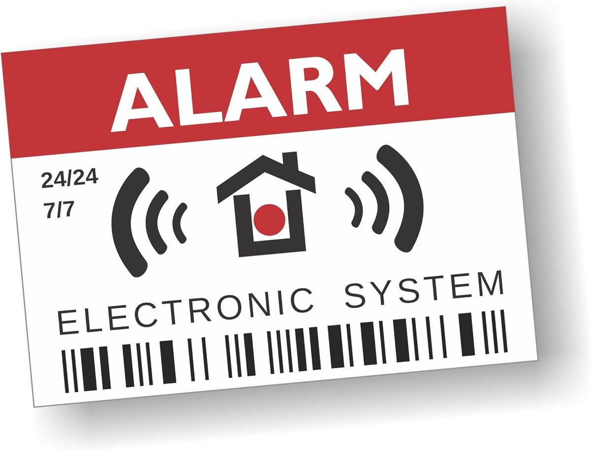 SnelShoppen - 12 Alarm Stickers - Beveiligingsstickers voor Inbraakpreventie - Vinyl Waarschuwingsstickers - 7.3 x 5 cm Voor Binnen & Buiten Gebruik