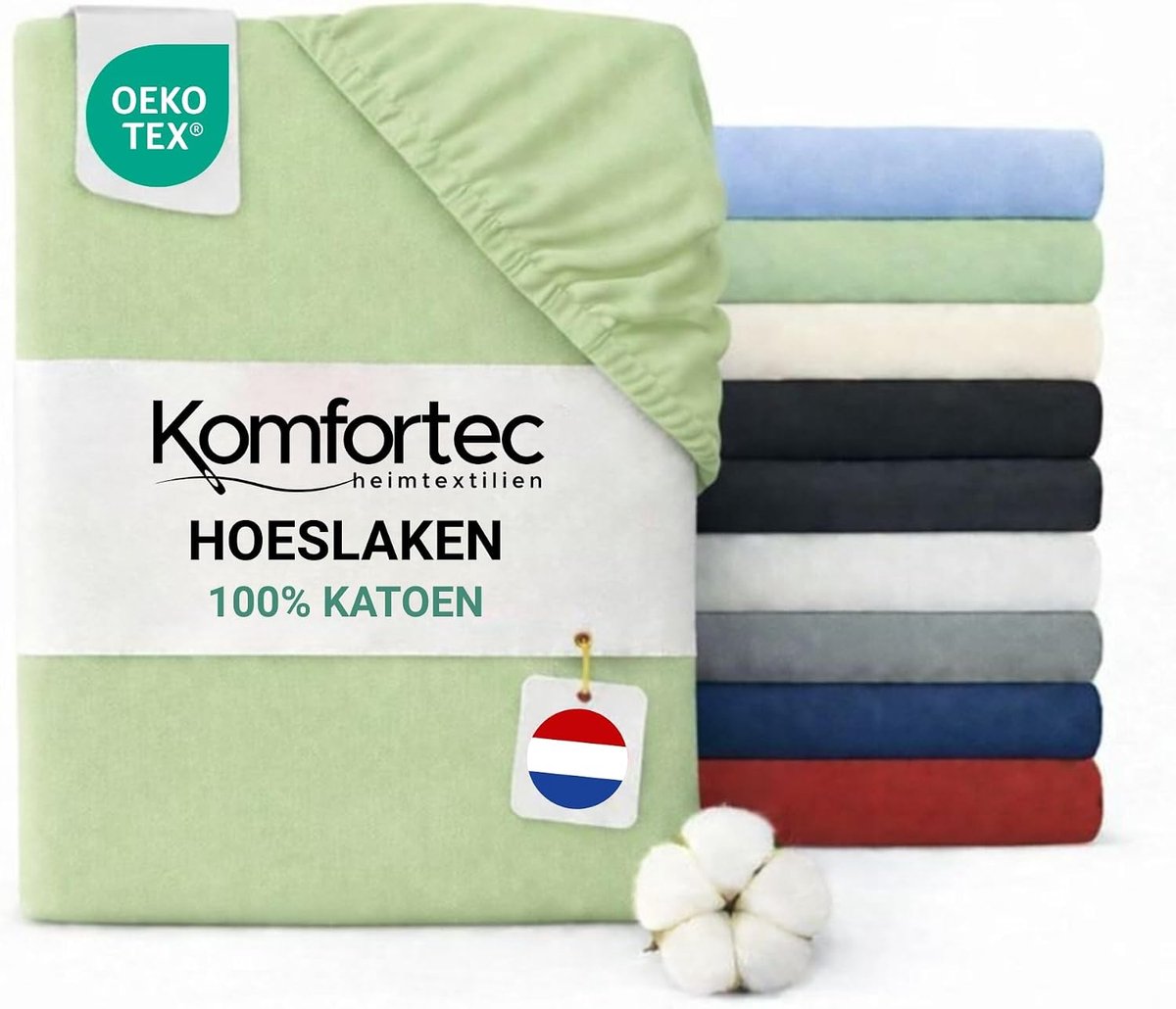 SnelShoppen - Jersey Stretch Fitted Sheet 160x200cm - Hoeslaken - Ronde Elastiek - 100% Katoen - Groene Kleur - Perfect voor Slaapkamer, Logeerkamer,