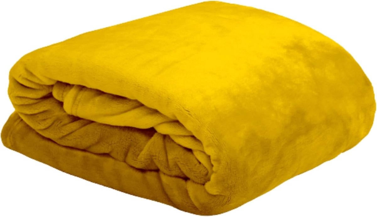 SnelShoppen - Cuddly Toy Plaid Polyester Geel 130 x 160 cm - Zacht en Machinewasbaar - Perfect voor Kinderen, Feestjes, en Gezellige Avonden