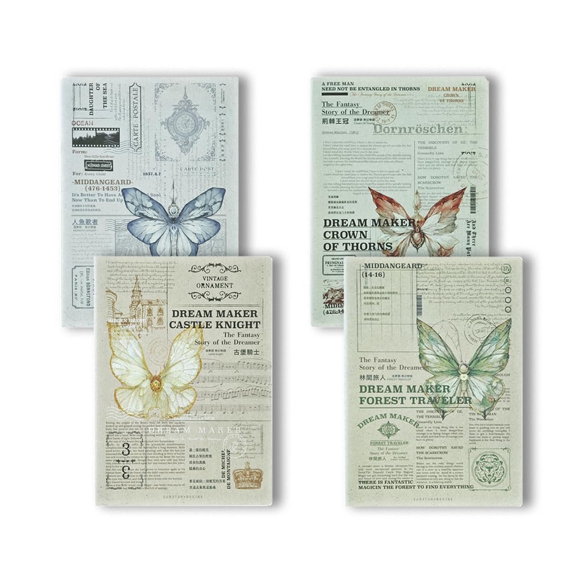 SnelShoppen - Notitieboek A5 Set van 4 Stuks, Gelijnd, 352 Pagina's, Natuurlijk Papier, Perfect voor School, Kantoor, Creatief Schrijven