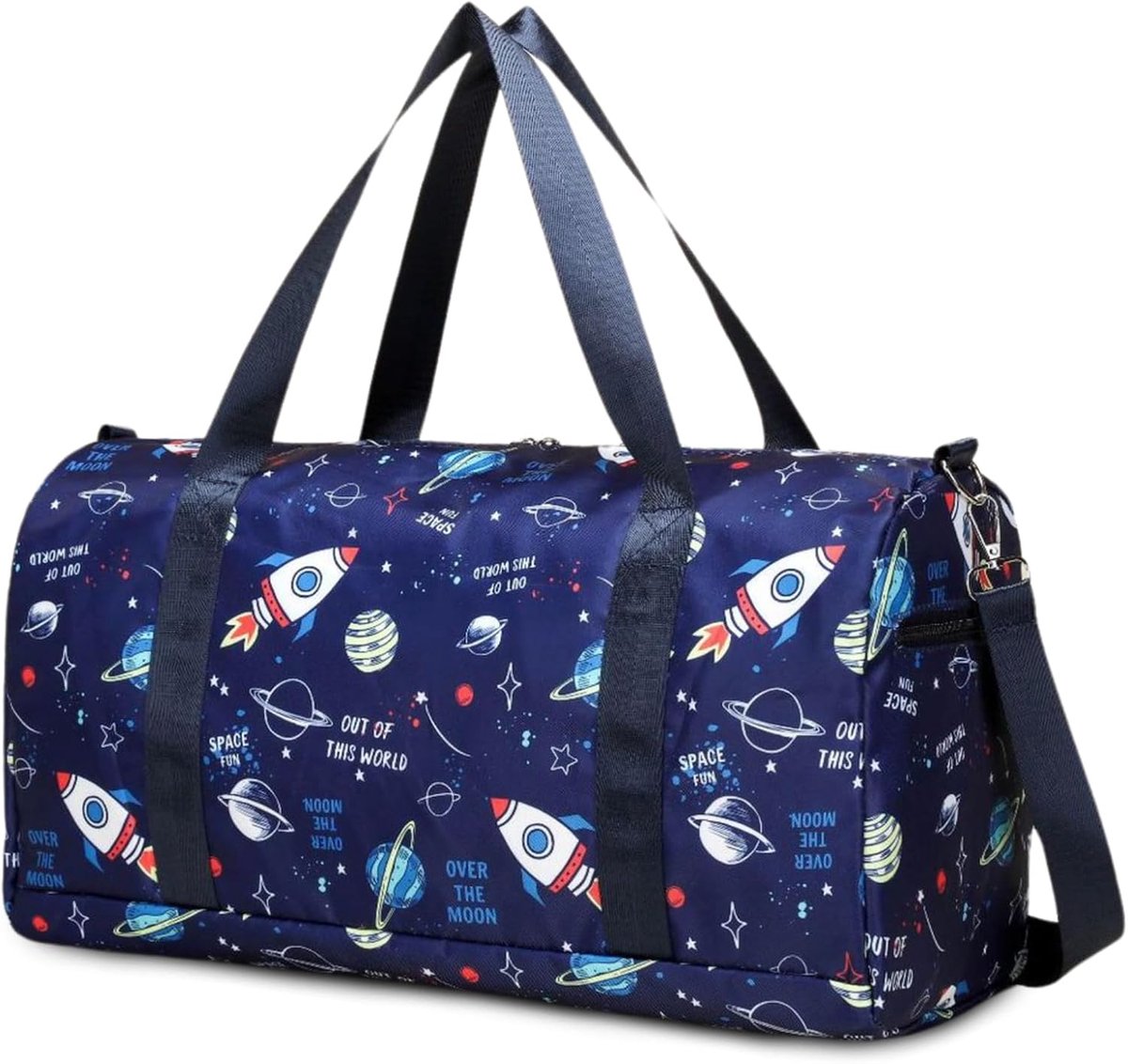 SnelShoppen - Suweir Sporttas voor Kinderen - Blauwe Planeet - Weekendtas, Zwemtas, Voetbaltas, Badtas - Met Nat Vak - Voor Sport, School, Reizen, Out