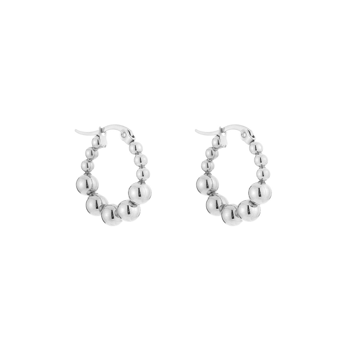 Stainless Steel DOTS Oorringen 2.0 – Trendy & Getextureerde Oorbellen - RVS - Zilver