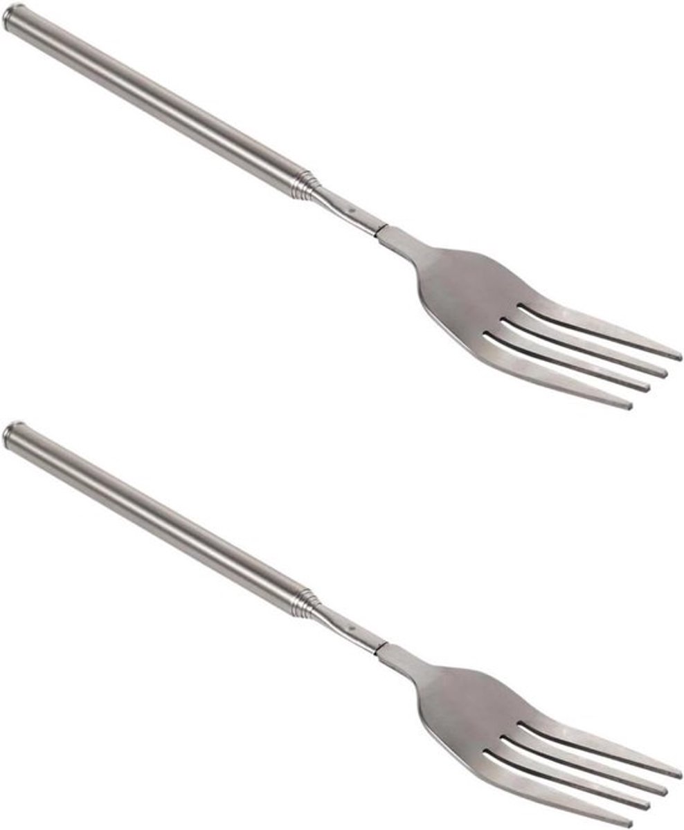 Telescopische Vorken Set, Uitbreidbaar RVS Bestek voor BBQ en Diner, 64 cm Lang met Lange Greep