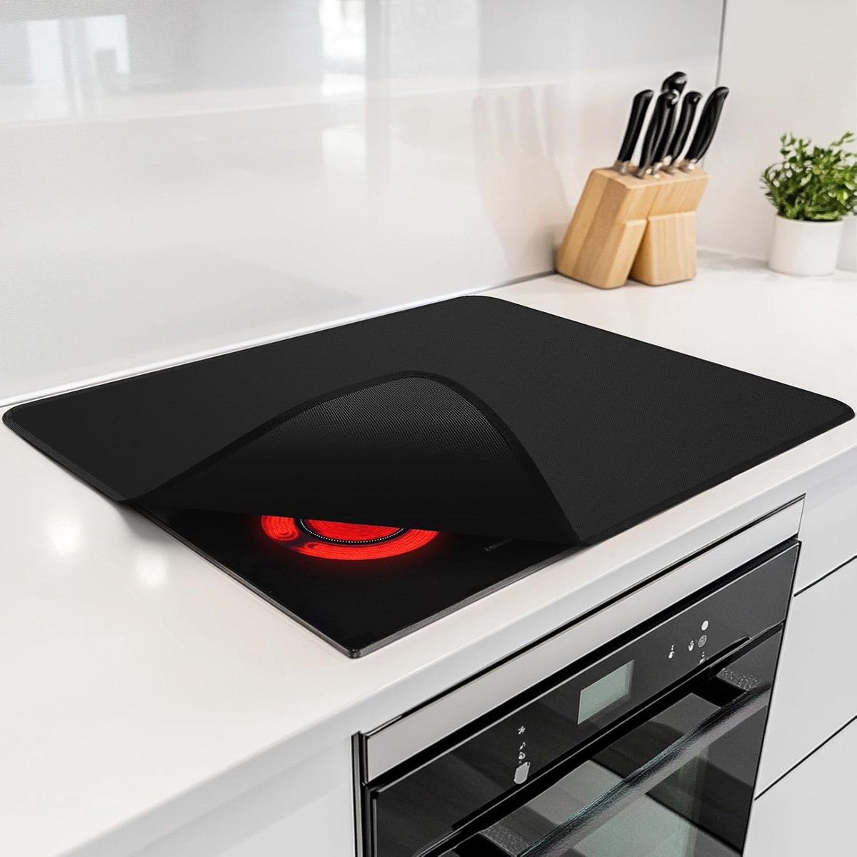 SnelShoppen - FLASLD Vuurvast Elektrisch Kookplaat Deksel, Dubbel Pad 75x53cm voor Glaskookplaat, Hittebestendig Kookplaatmat, Keuken Bescherming voor