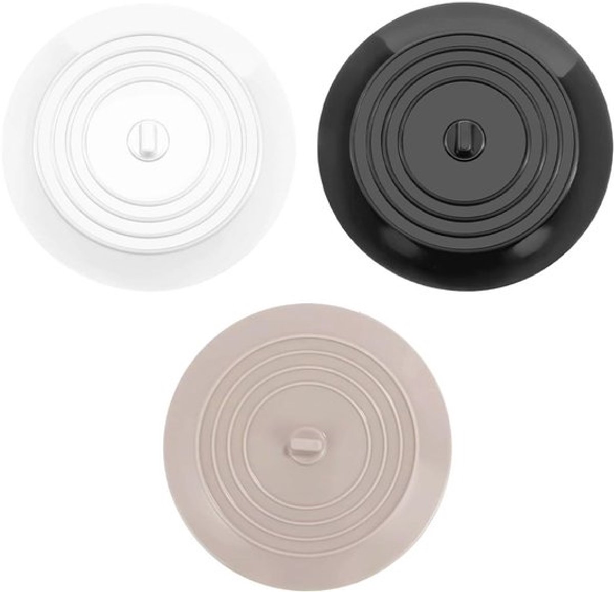 Set van 3 Universele Siliconen Afvoerstoppen van 15 cm - Ideaal voor Bad, Douche en Wastafel, Waterdicht en Duurzaam