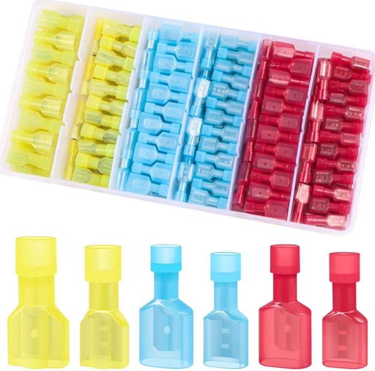 100 stuks Kabelschoenen, 0,5 - 6,0 mm², nylon connectoren, auto-geïsoleerd