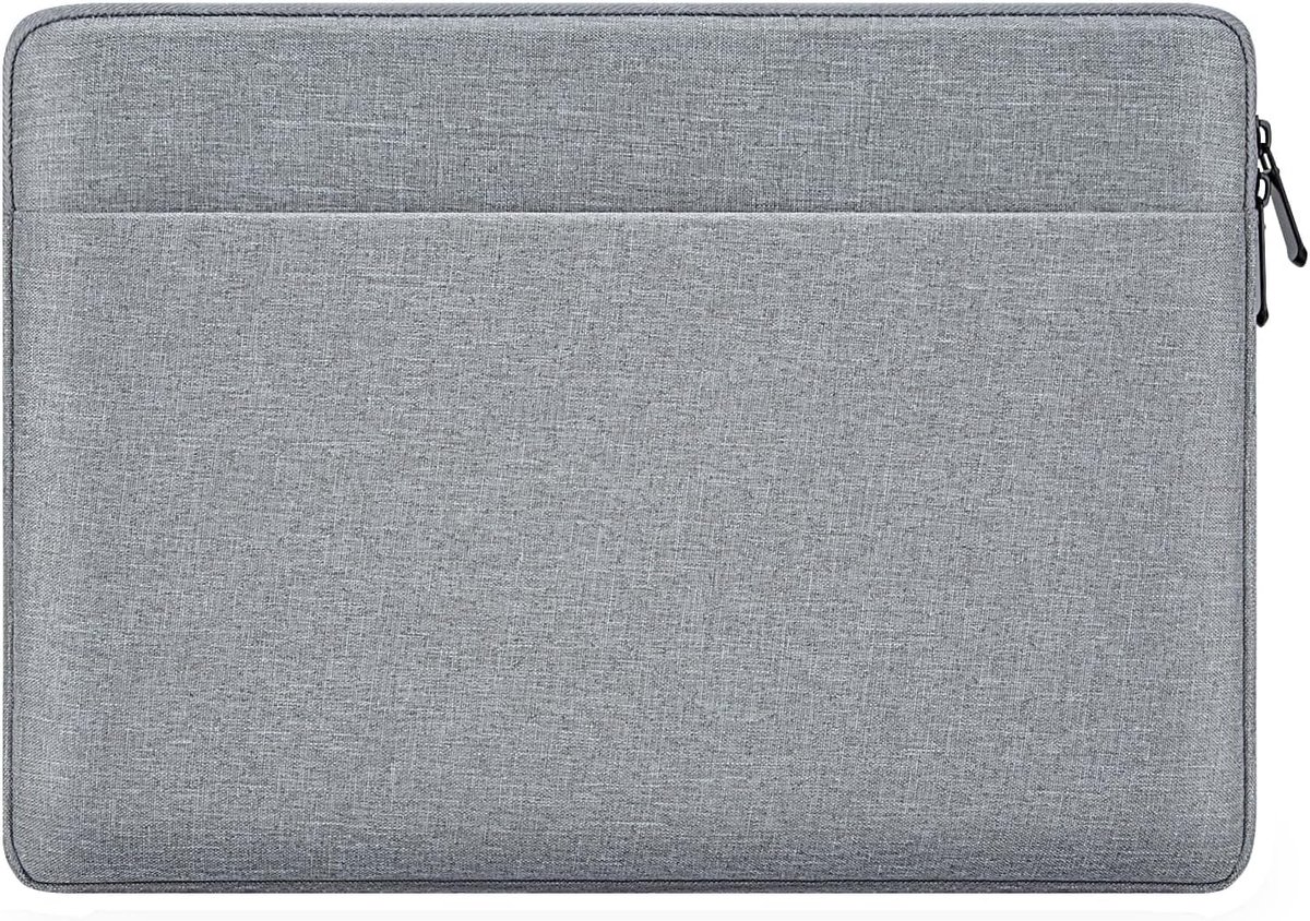 SnelShoppen - Laptop Sleeve Case 13-14 Inch - Waterdichte Polyester Laptop Cover met Pocket - Geschikt voor 14" MacBook Pro & Chromebooks - Slim, Grij