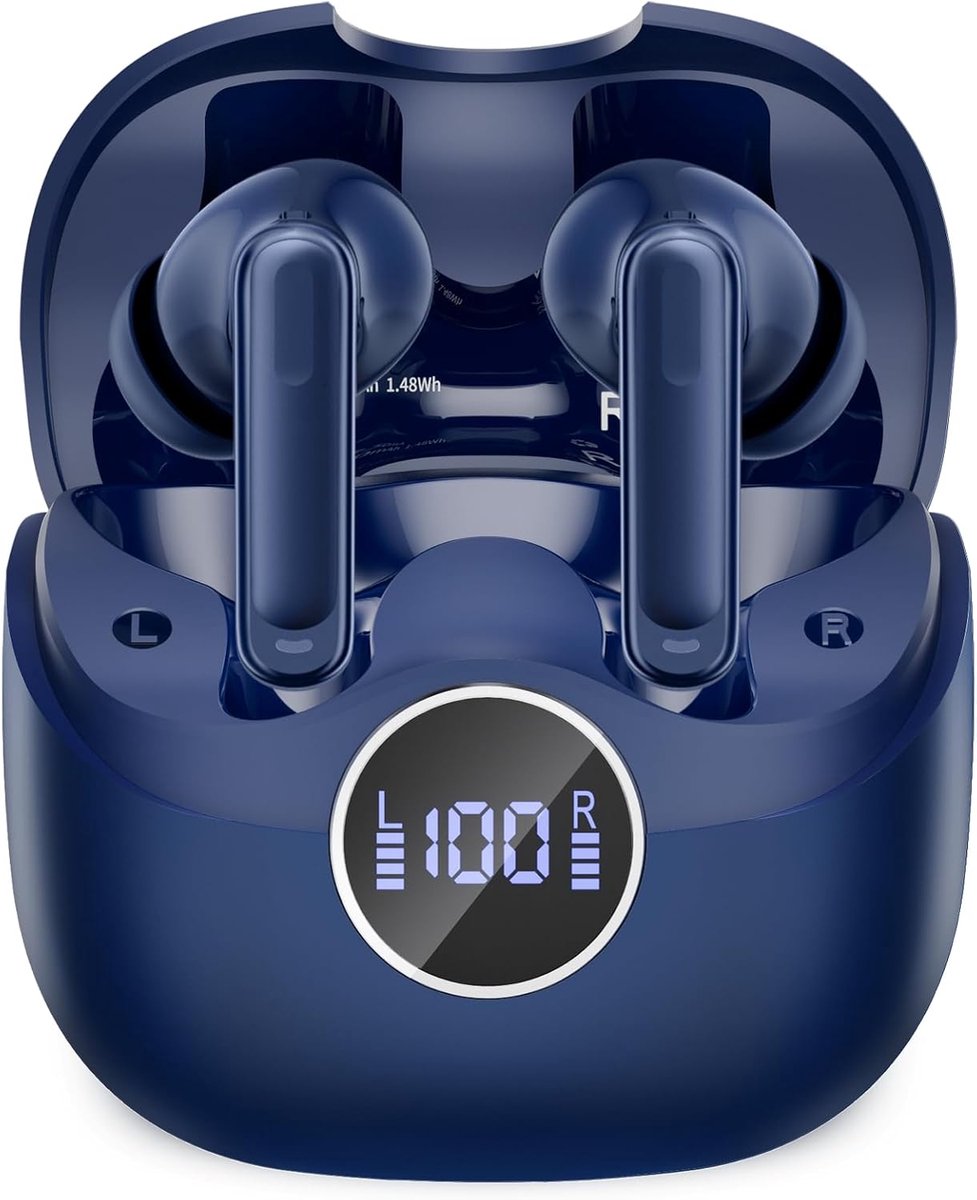 SnelShoppen - ANC Bluetooth-hoofdtelefoon met Hybride Actieve Ruisonderdrukking, Draadloze In-Ear Hoofdtelefoon met -45 dB ANC, 8 EQ-modi, 6-mic KI, I
