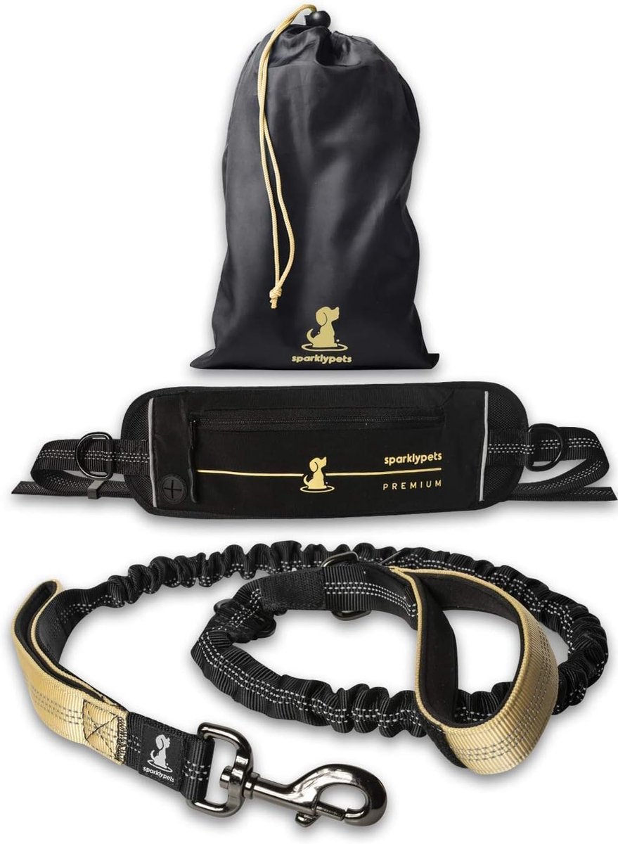 SnelShoppen - Handsfree Hondenriem voor Middelgrote en Grote Honden, Professionele Tuig met Reflecterende Stiksels voor Training, Wandelen, Joggen en