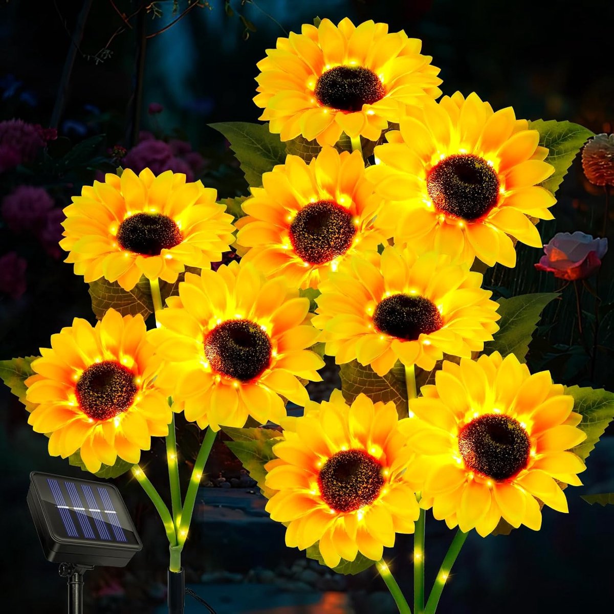 SnelShoppen - 9 Solar Zonnebloem Lampen Tuinverlichting Waterdicht Decoratie voor Tuin, Patio, Gazon, Porche, Bloembed, Pad, Begraafplaats