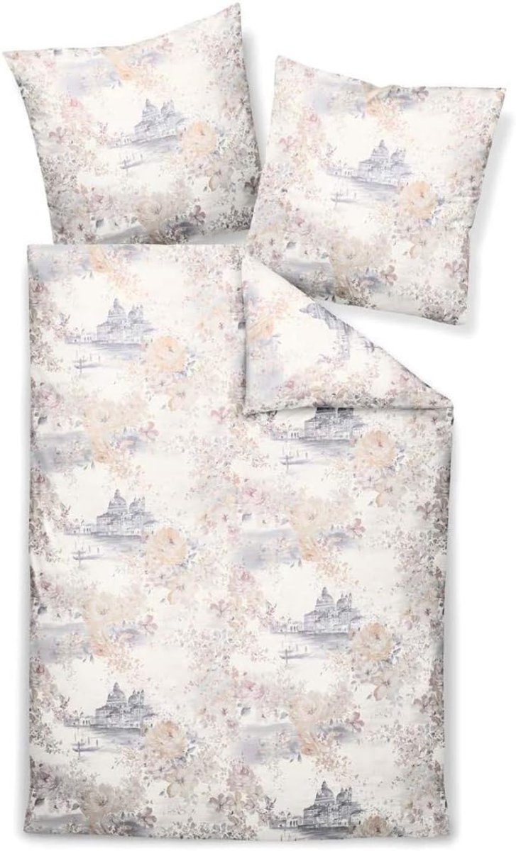 SnelShoppen - Mako-satin dekbedovertrek Messina 43012-01 cream, 100% katoen, met rits, Oeko-Tex gecertificeerd, wasbaar tot 60°C, luxe beddengoed voor
