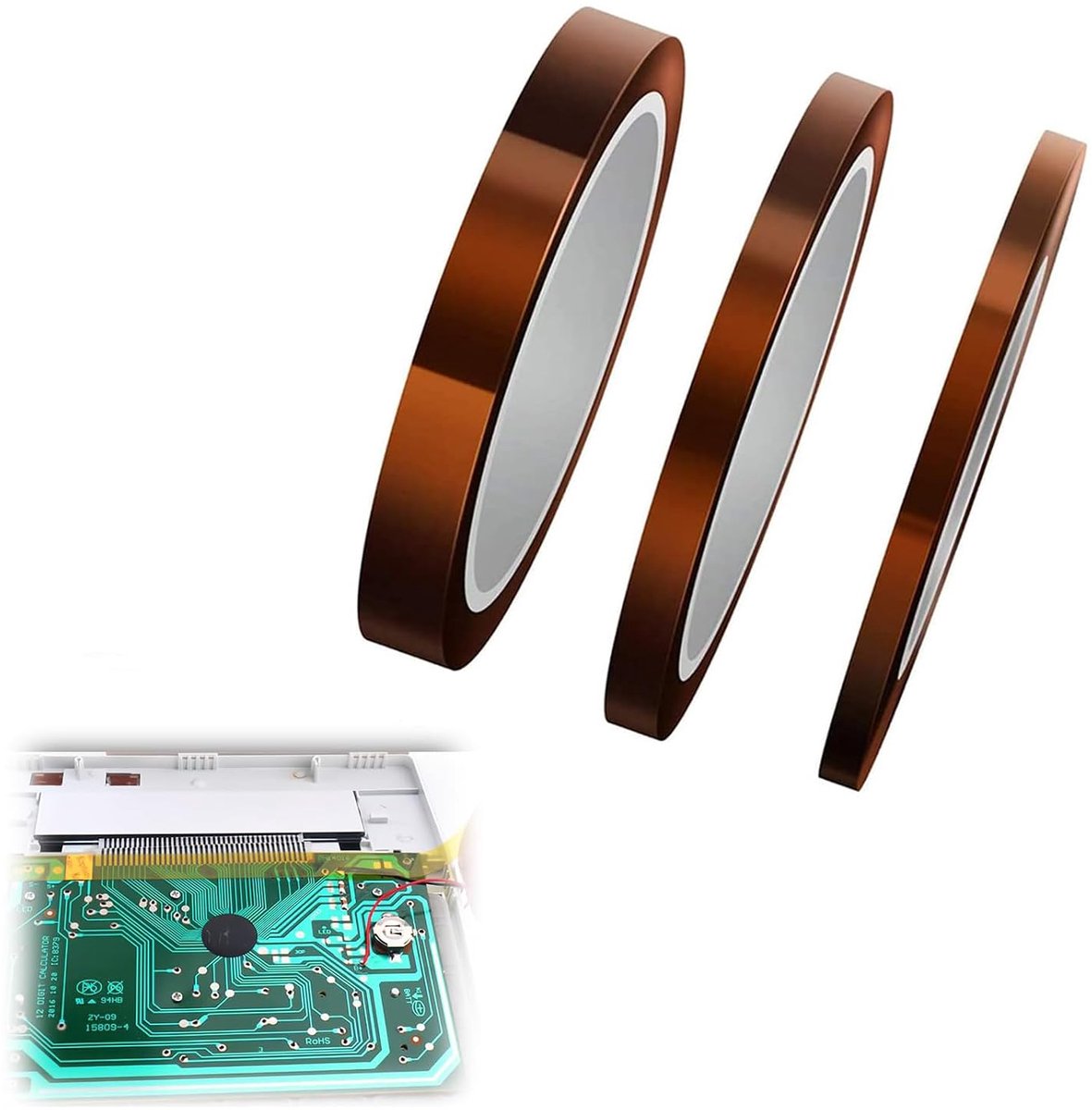 SnelShoppen - Kapton Hoge Temperatuur Tape 3 Rollen Polyimide Tape voor 3D Printers, Elektrisch Gebruik, Lastechniek, Circuitisolatie, Temperatuurbest