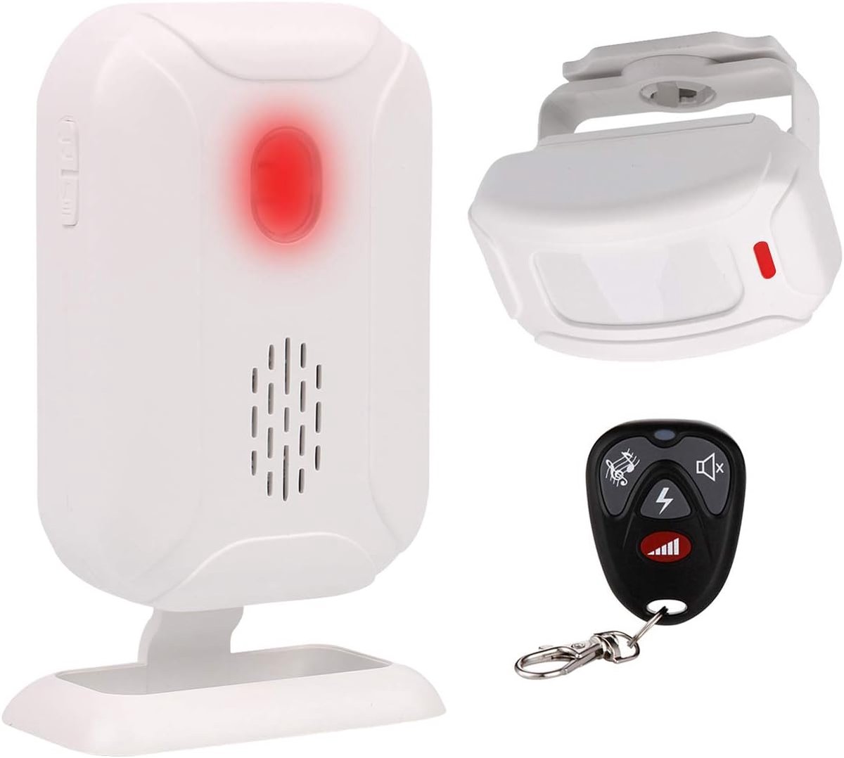 SnelShoppen - MS-AK02 Bewegingssensor Alarm - Multifunctionele 5 in 1 - Tot 120 Meter Bereik - Inclusief Afstandsbediening - Ideaal voor Thuis, Tuin,