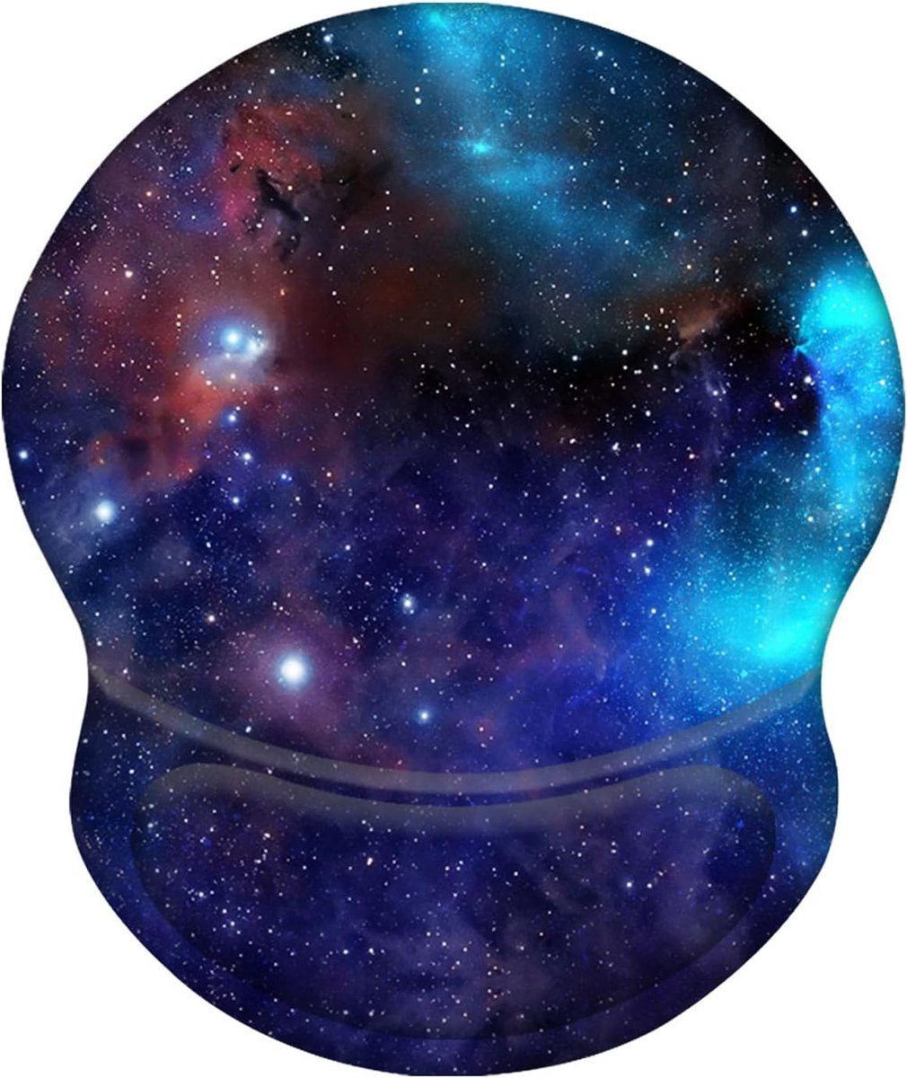 SnelShoppen - Ergonomische Muismat met Gel Kussen en Polssteun - Anti-slip, Zachte Lycra, Galaxy Design - Ideaal voor Thuis en Kantoor