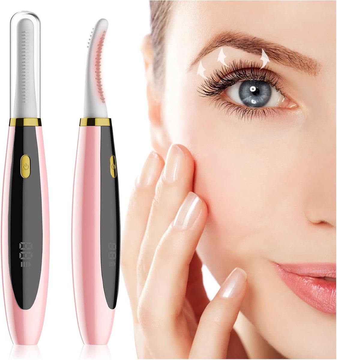 Thijox - Verwarmde Wimperkruller, Snelverwarmend Elektrische Wimperkruller met Siliconen Wimperkam en 3-niveaus Temperatuurregeling voor Perfecte Wimp