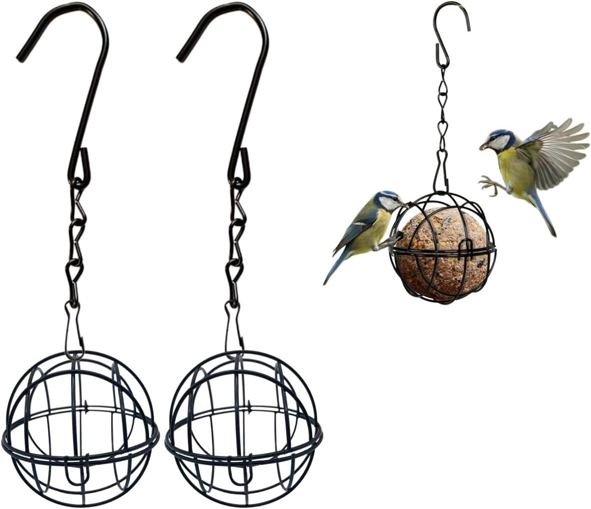 SnelShoppen - Vogelvoederhuisje Hangend 2 Stuks met Bal en Haken in S-vorm - Duurzaam Waterdicht Voor Buiten - Ideaal Voor Tuin, Fauna, Kleine Vogels,