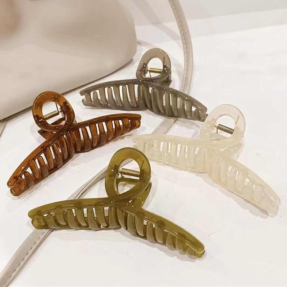Thijox - Grote Haar Klauwklemmen - Grote Vlinder Haarklemmen voor Vrouwen - 5.1" Jelly Clip - 4 Stuks - Perfect voor Lang en Dik Haar - Haaraccessoire