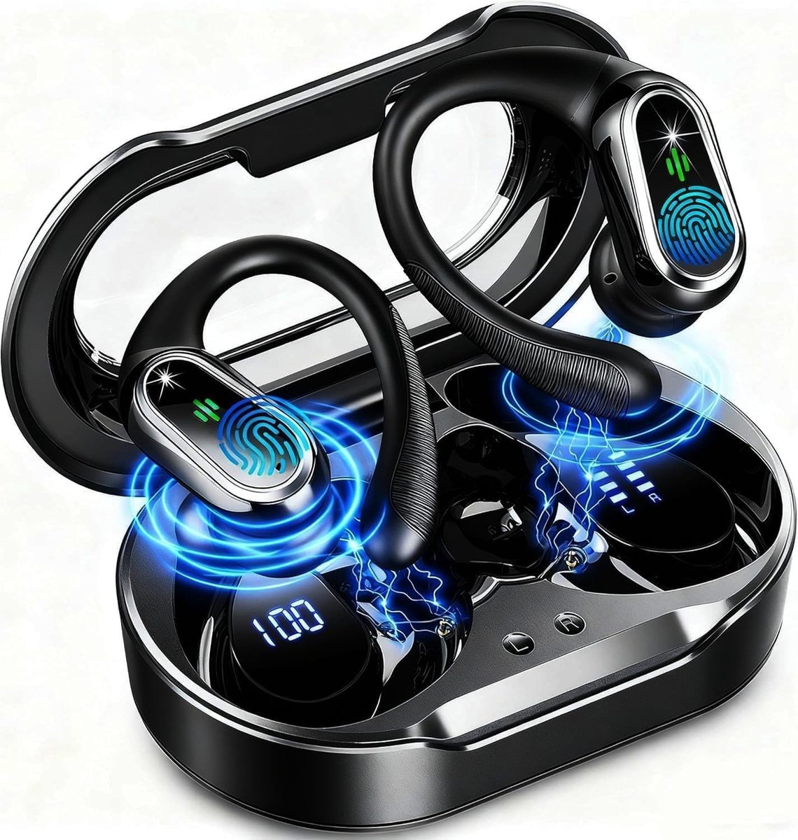 SnelShoppen - Draadloze Sportkoptelefoon, Bluetooth 5.4, HiFi Stereo Geluid, 50 Uur Afspeeltijd, Draadloze Noise Cancelling Headphones, Waterproof voo
