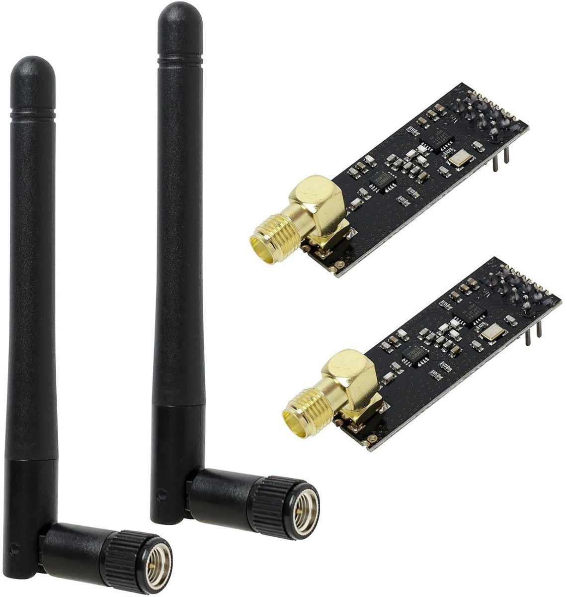 2 Stuks NRF24L01 + PA + LNA Module Transmitter en Ontvanger voor Draadloze RF Communicatie, 2.4G Antenne voor Lange Afstand en Punt-tot-Punt Netwerken