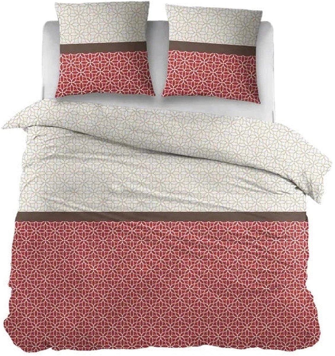 Sleepnight Dekbedovertrek Flanel Franceska - 200 x 200/220 cm + 2 kussenslopen - [Rood]