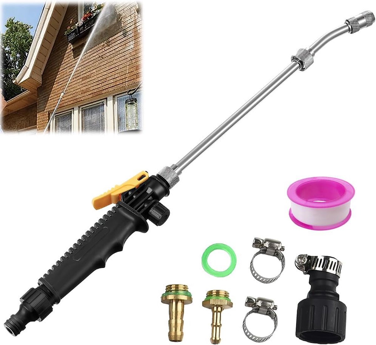 SnelShoppen - LUFEIS Spray Rod Vervanging, Universele Tuinslang met Afsluitkraan, 3/8 Inch en 1/4 Inch Messing Tuinsproeier voor Tuin, Auto en Huishou
