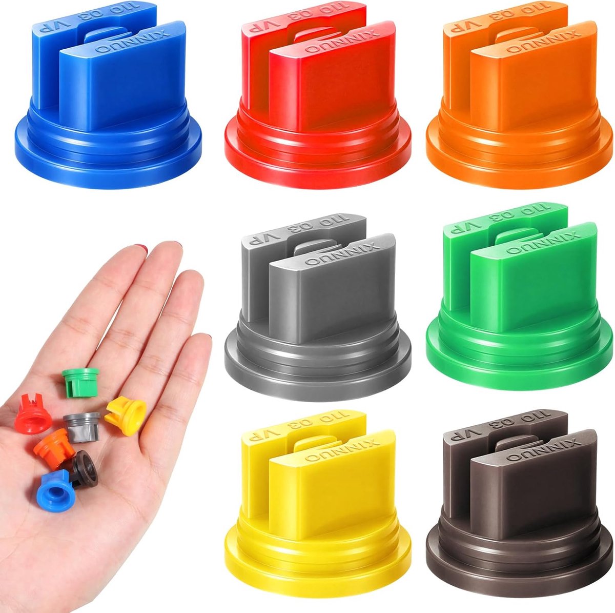 SnelShoppen - Pack van 7 Spray Nozzles - Multifunctionele Spuitmondjes voor Spuitmachines - 110° Plat Jet - Tuin, Groentetuin, Serre - Plastic Nozzels
