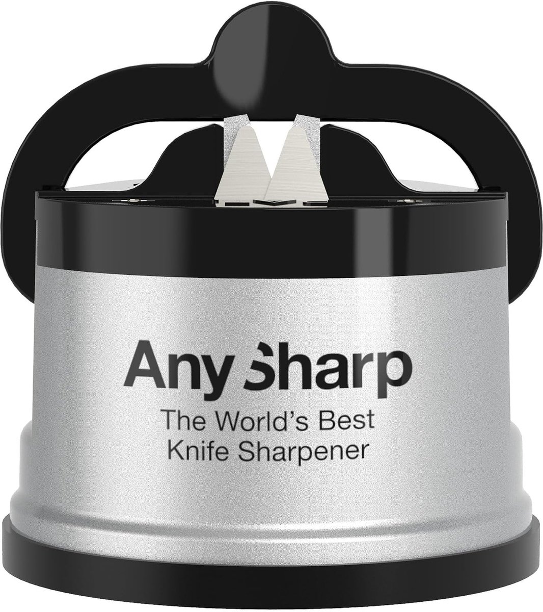 SnelShoppen - AnySharp Messcherpe Messen Slijper, Handsfree Veiligheid, PowerGrip Zuignap, Geschikt voor Alle Keukenmessen, Ideaal voor Hard Staal en