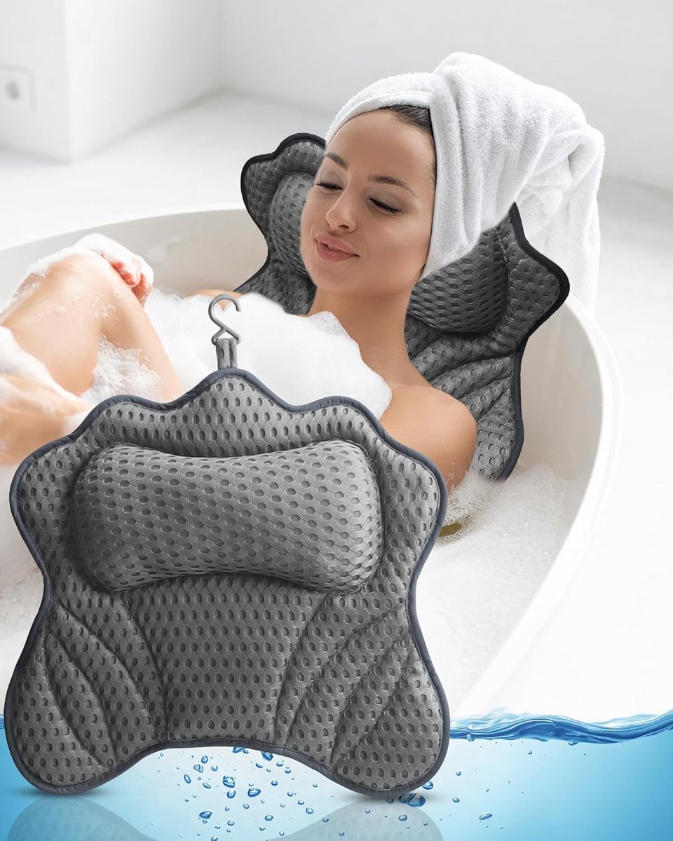 SnelShoppen - 4D Air Mesh Badkussen met 6 Zuigcups, Zacht en Ondersteunend voor Hoofd, Nek, Schouders en Rug, Geschikt voor Alle Badkuipen