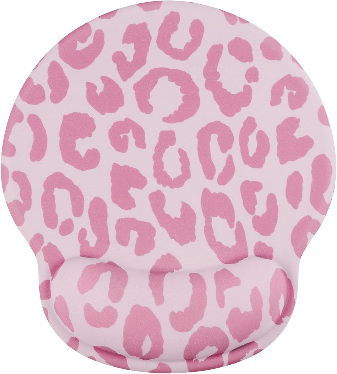 SnelShoppen - Ergonomisch Muismat met Polssteun, Leopard Design, Antislip Onderkant, Voor Kantoor en Gaming, Roze - Comfortabel en Ondersteunend