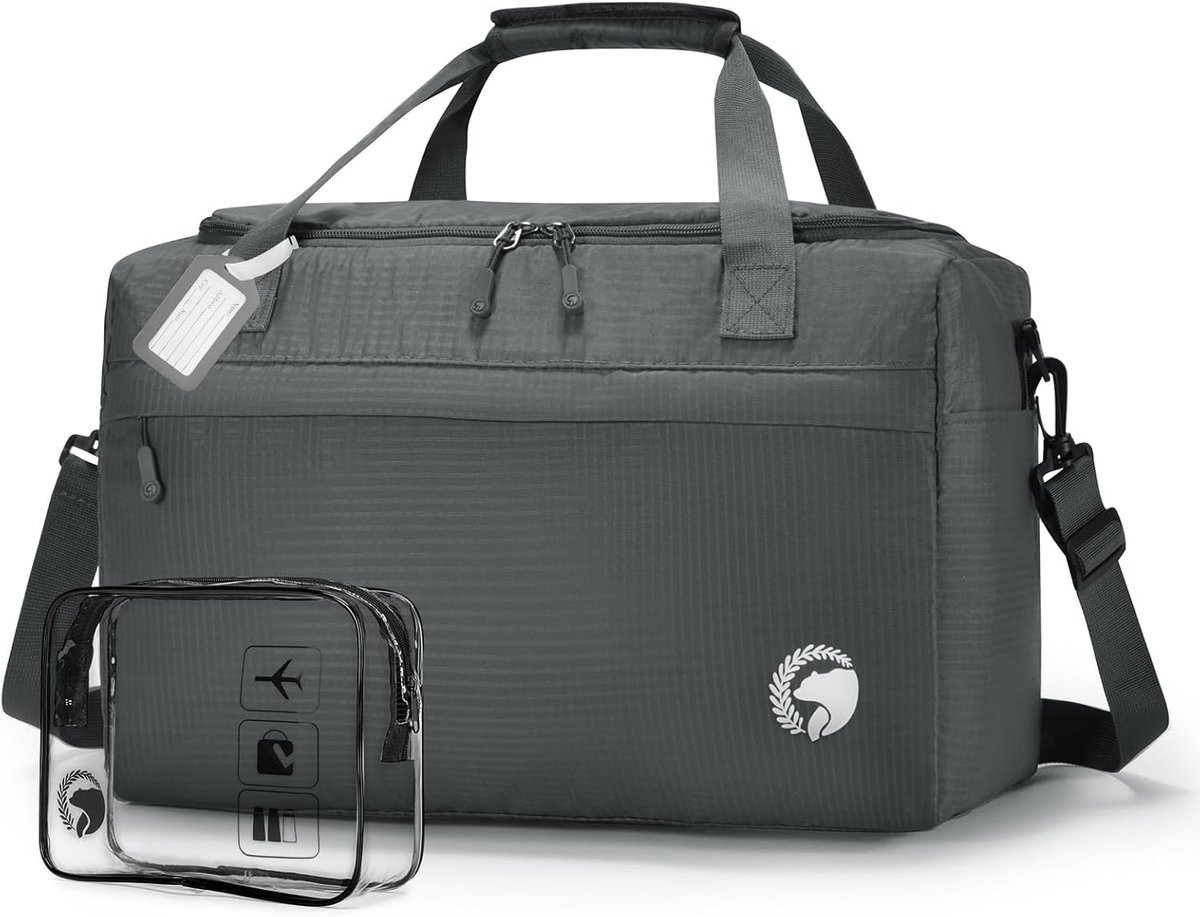 SnelShoppen - Handbagage 40x20x25 cm, Vouwbare Sporttas, Waterdichte Weekendtas, Fitness & Zwemtas voor Mannen en Vrouwen, Grijs, Reisbagage