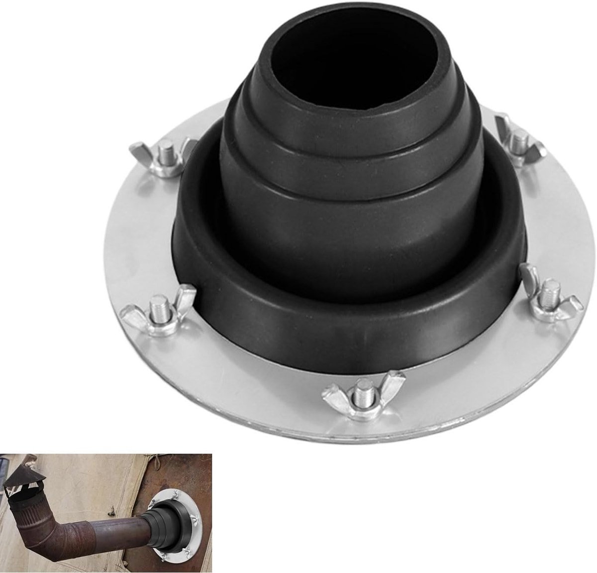 Hittebestendige Stove Jack met Siliconen en Metalen Basis voor Kampeer Kachels, 45-85mm - Ideaal voor Buitenavonturen en Bescherming tegen Rook