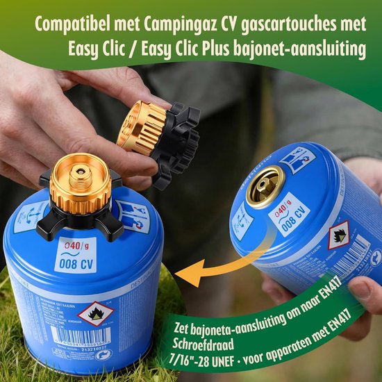 SnelShoppen - Gaskartuschen Adapter Campingaz CV Easy Clic, EN417 Schraubventil, Brass & Metalllegierung, voor Camping & Outdoor-Kocher, Quick Assembl van Snelshoppen — afbeelding 5