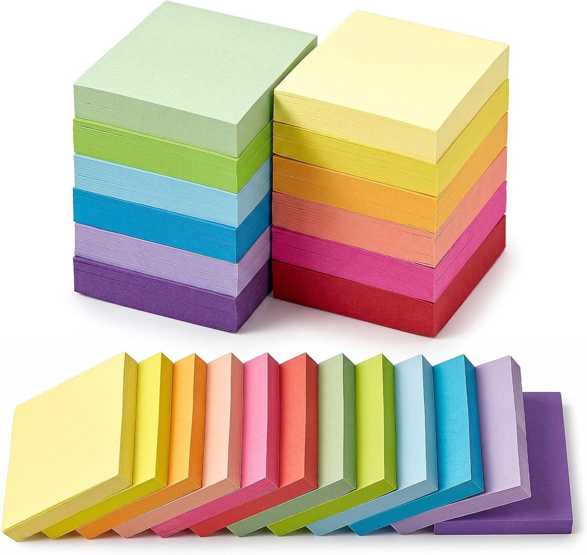 Super Sticky Notes 1200 Vel, 50 x 38 mm, Herbruikbare Mini Notities in 12 Felle Kleuren, Ideaal voor Kantoor en Thuis, Perfecte Memo Pads